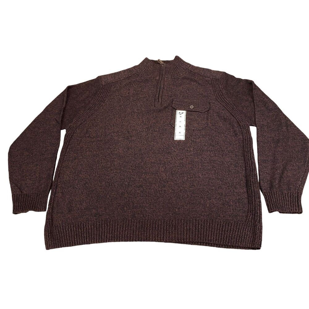 Outdoor Life Sweater Mens XL Brown Long Sleeve‎ Mock Neck Quarter Zip MSRP $60